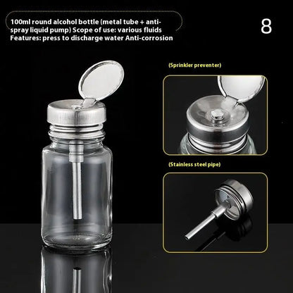 Glass Nail Polish Bottle with Pump | Refillable Dispenser for Remover and Cleaner
