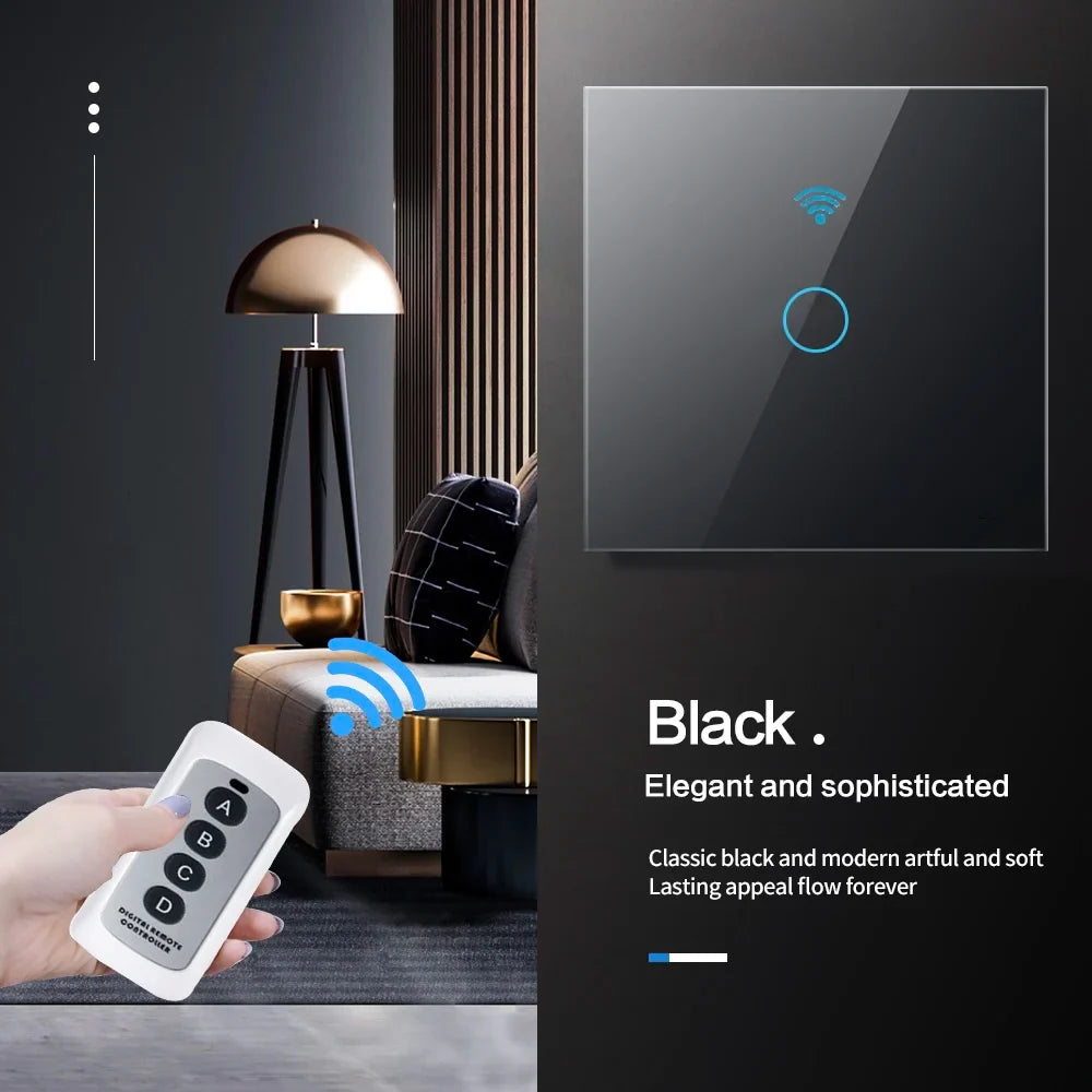BONDA Smart Switch Wifi RF433 No Neutral EU Standard Tuya Control Works with Alexa Google Home WiFi Smart Home Touch Switches 86