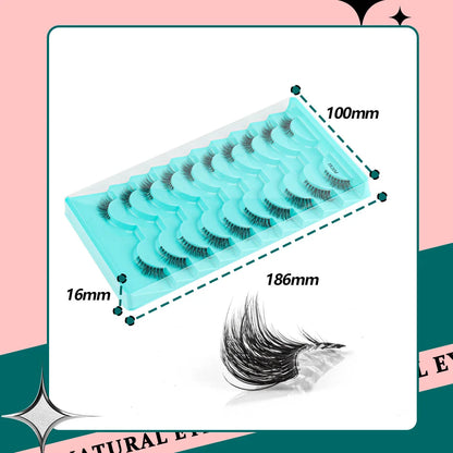 New Half Eyelashes 3D Cat Eye Lashes Clear Stem False Lashes
