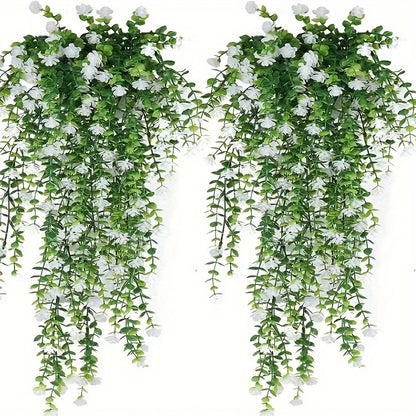 3pcs, Artificial Hanging Plants Fake Hanging Plant Faux Eucalyptus Leaf Greenery Vine Outdoor UV Resistant Plastic Plants