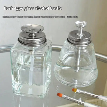 Glass Nail Polish Bottle with Pump | Refillable Dispenser for Remover and Cleaner