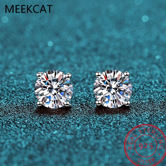 2.0ct Moissanite Stud Earrings for Women | 925 Sterling Silver Lab Grown Diamond Earrings