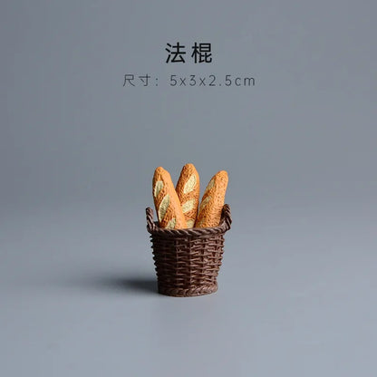 Cute Cat Bread Toast Model Toys Miniature Photography Props Figurines Gift Desktop Ornaments Figurine Decoration Crafts