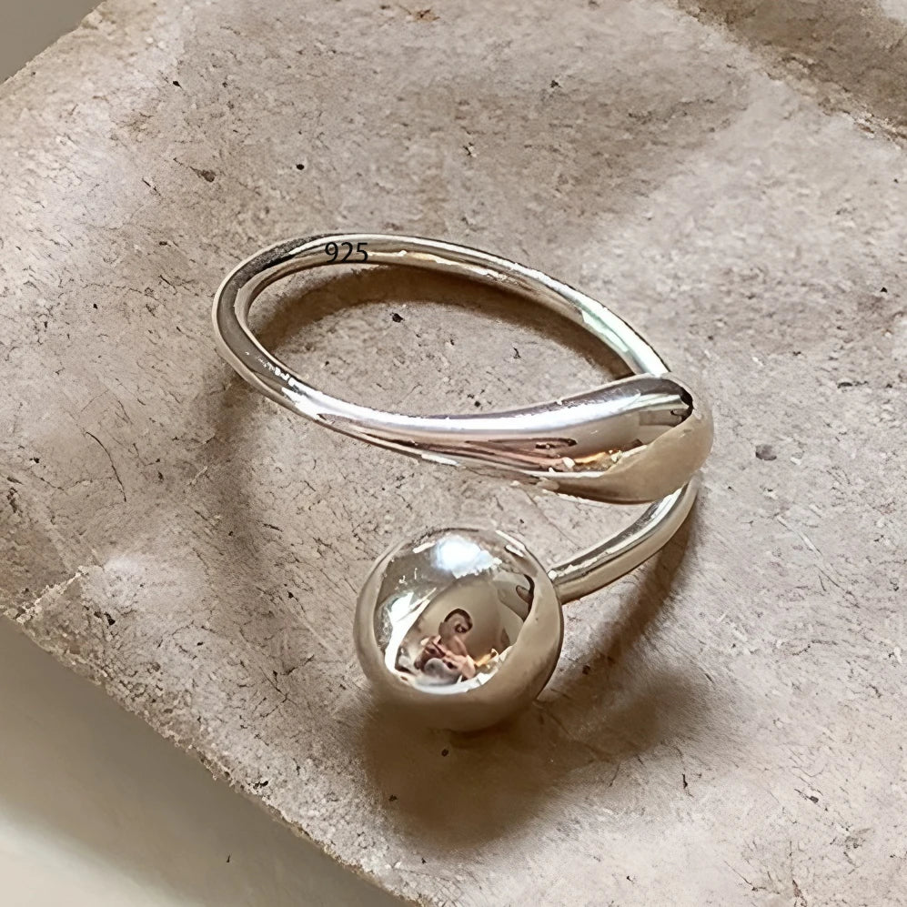 VENTFILLE 925 Sterling Silver Twisted Croissant Ring | Minimalist Chunky Geometric Jewelry