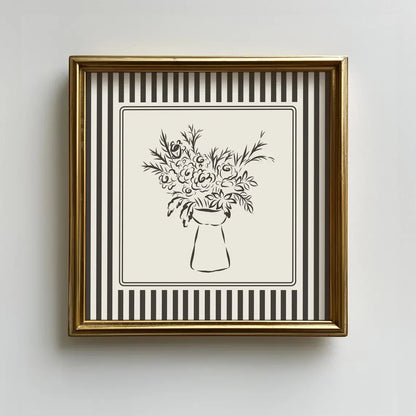 Black and White Striped French Cafe Print, Minimalist Illustration, Digital Downloads, Art Print, Gift Idea, Aesthetic