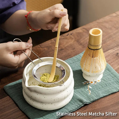 4/5/7pcs Matcha Set Ceramic Tea Bowl Traditional Japanese Tea Making Tools matcha- tea set tea- whisk bamboo matchas brush set