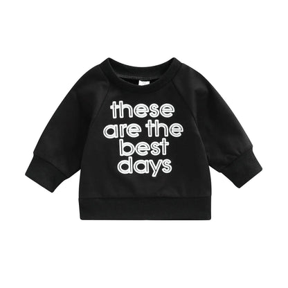 Baby Long Sleeve Letter Print Sweatshirt | Soft Cotton Blend Pullover for Girls