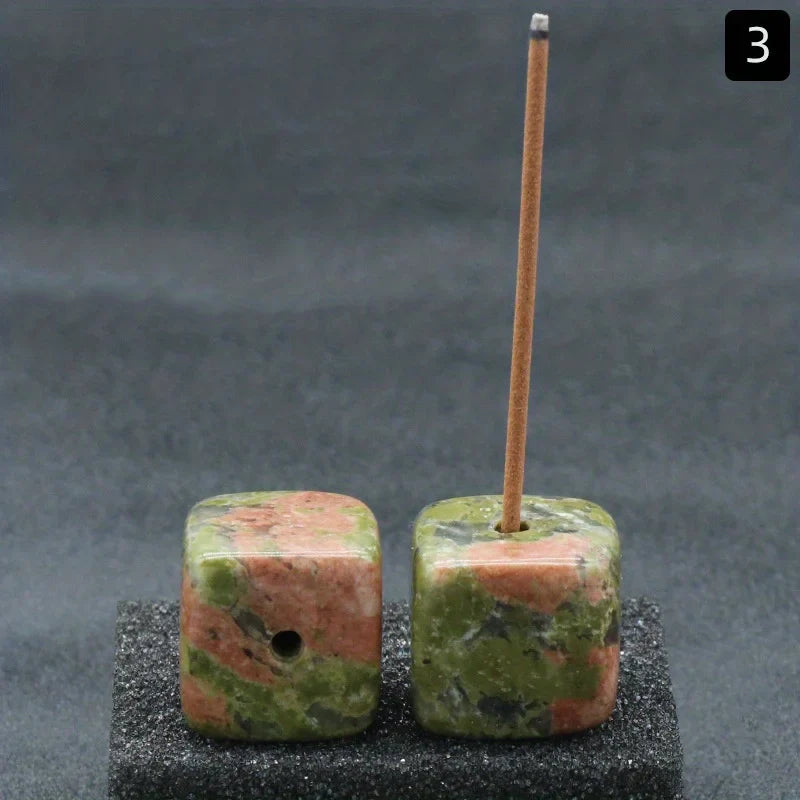 Natural Agate Stone Incense Holder | Square Wire Stick Incense Burner with Unique Pattern