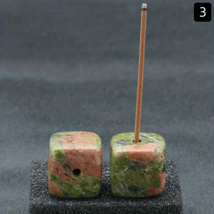 Natural Agate Stone Incense Holder | Square Wire Stick Incense Burner with Unique Pattern