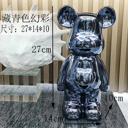 27/cm Ceramic Cartoon Teddy Bear Figurine Love Bear Ornament Living Room Small Piggy Bank Wine Cabinet Desktop Home Decoration