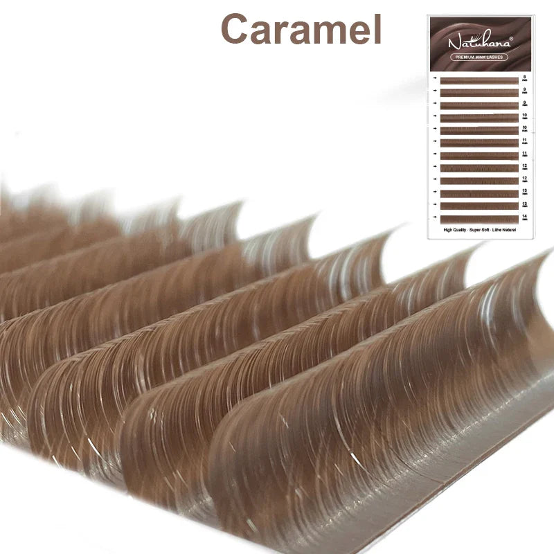 NATUHANA Caramel Colored Lashes | Individual Faux Mink Eyelashes