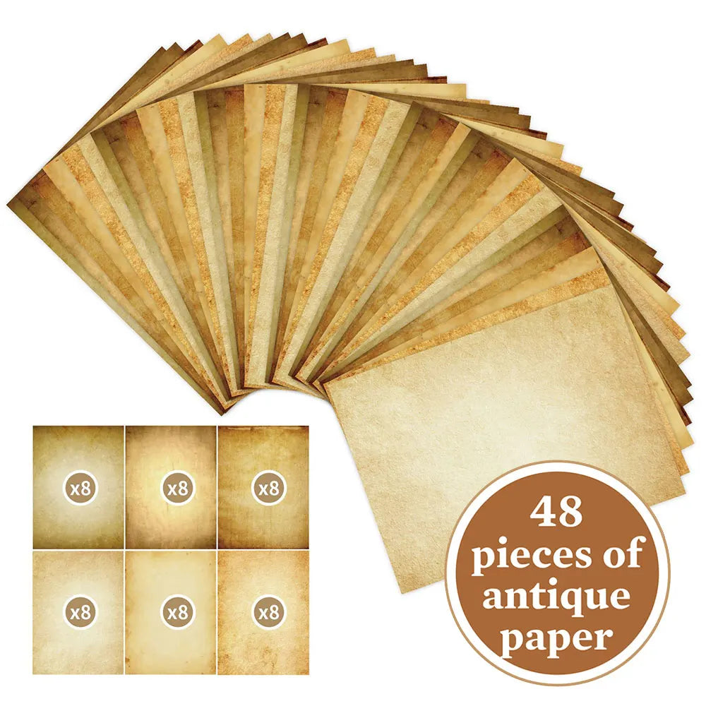 48 Sheets Vintage Scrapbook Paper Set | A4 Retro Junk Journal Collage Supplies