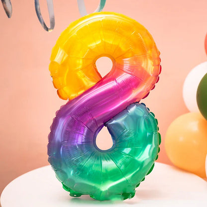 Rainbow Jelly Number Balloon 16 Inch | Birthday Party Decoration