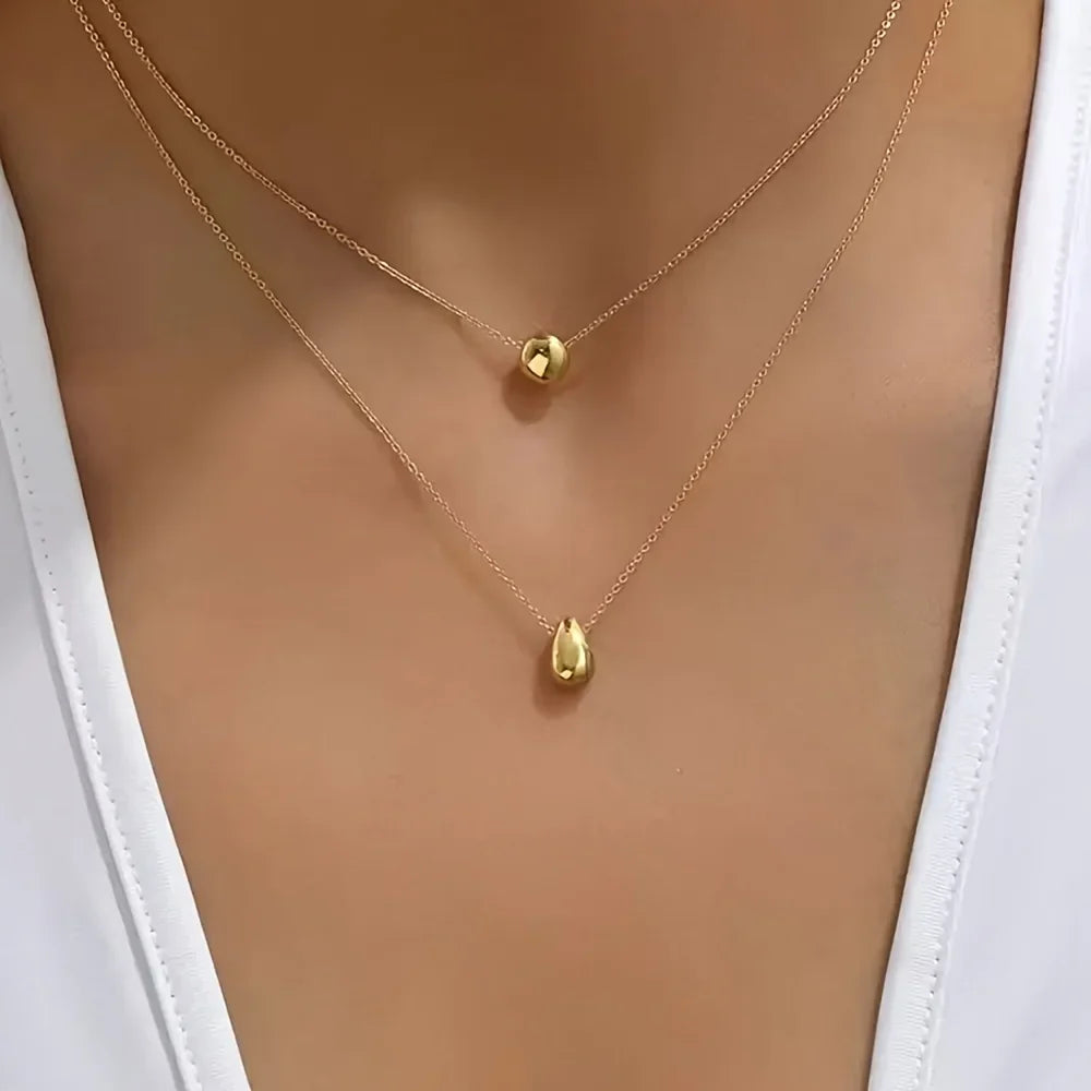 Waterdrop Pendant Necklace | Minimalist Stainless Steel Teardrop Jewelry for Women