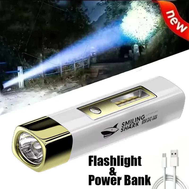 USB Rechargeable Mini LED Flashlight 2 in 1 Power Bank | 450 Lumen Super Bright Torch