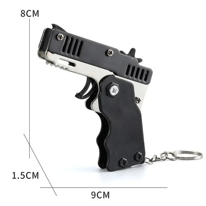 Folding Rubber Band Shooter Keychain Gun | 60-Piece Party Toy Set for Family Fun