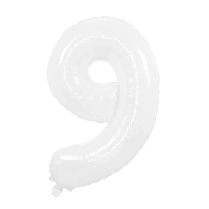Cream Foil Number Balloons 1-9 Set | Large Digital Birthday Party Decor