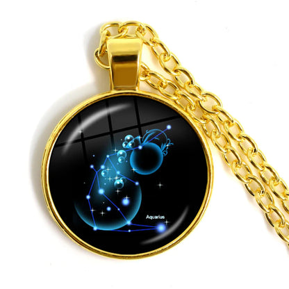 Zodiac Necklace Silver Plated | 12 Constellation Pendant Jewelry