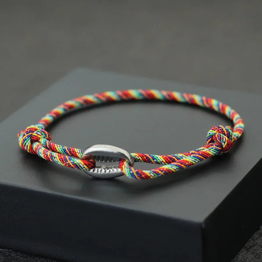 Handwoven Rope Macrame Bracelet for Men | Adjustable Shell Beach Surfer Bracelet