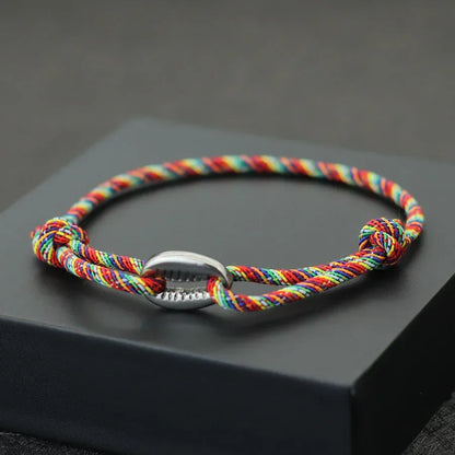 Handwoven Rope Macrame Bracelet for Men | Adjustable Shell Beach Surfer Bracelet