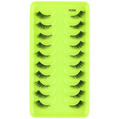 New Half Eyelashes 3D Cat Eye Lashes Clear Stem False Lashes