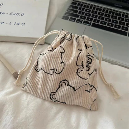 Corduroy Drawstring Pouch | Versatile Storage Bag for Jewelry, Cosmetics, and Small Essentials