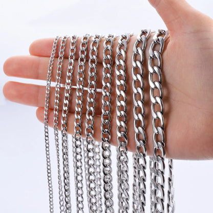 Stainless Steel Curb Cuban Link Chain Necklace | Unisex Punk Choker Jewelry
