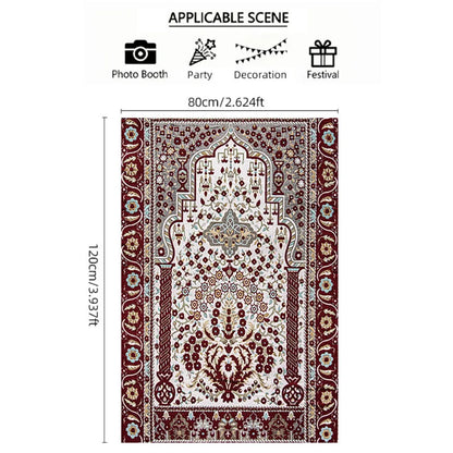 VIKAMA Classic Mosque Print Islamic Prayer Mat, Foldable Travel Muslim Rug, Washable Lightweight Janamaz for Eid Ramadan Gifts