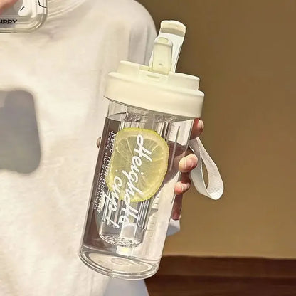 Large Capacity Plastic Water Bottle | Portable Straw Cup with Handle