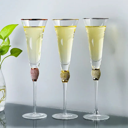 2Pcs Creative Gold Rimmed Glass Cup Red Wine Cocktail Champagne Whiskey Glass Drink Cup Bar Party Goblet Wedding Supplies Gift