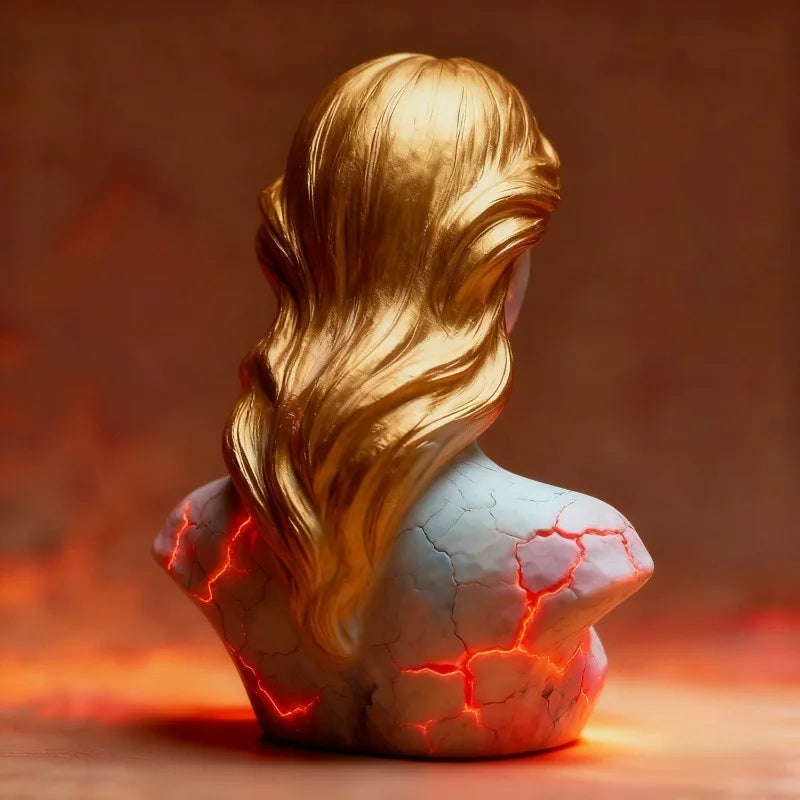 Blazing Maiden Figurine Broken Soul Red Flame Gothic Statue Dark Anime Girl Home Table Decor for Teens Women Halloween Gift