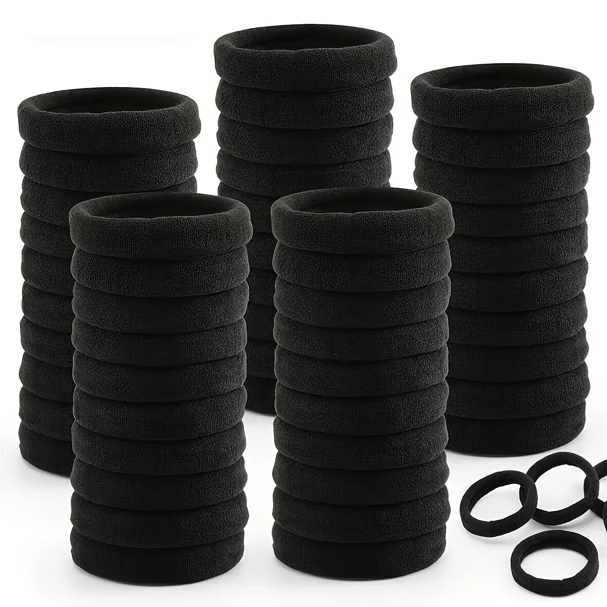 100-Pack Black Seamless Elastic Hair Ties for Women and Girls, No-Damage High Elastic Ponytail Bands