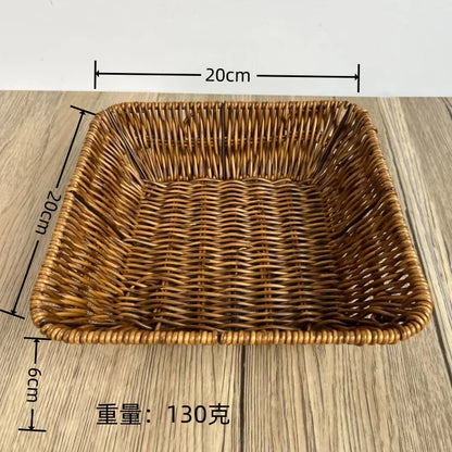 Imitation Rattan Fruit Basket Sundry Storage Basket Hand-Woven Storage Box Home Storage Supplies Tabletop Display Rattan Basket