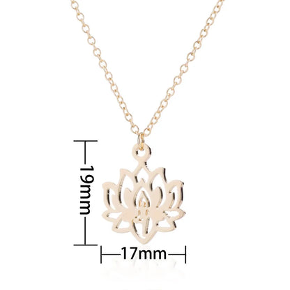 Stainless Steel Unalome Pendant Necklace | Yoga Jewelry with Lotus Flower