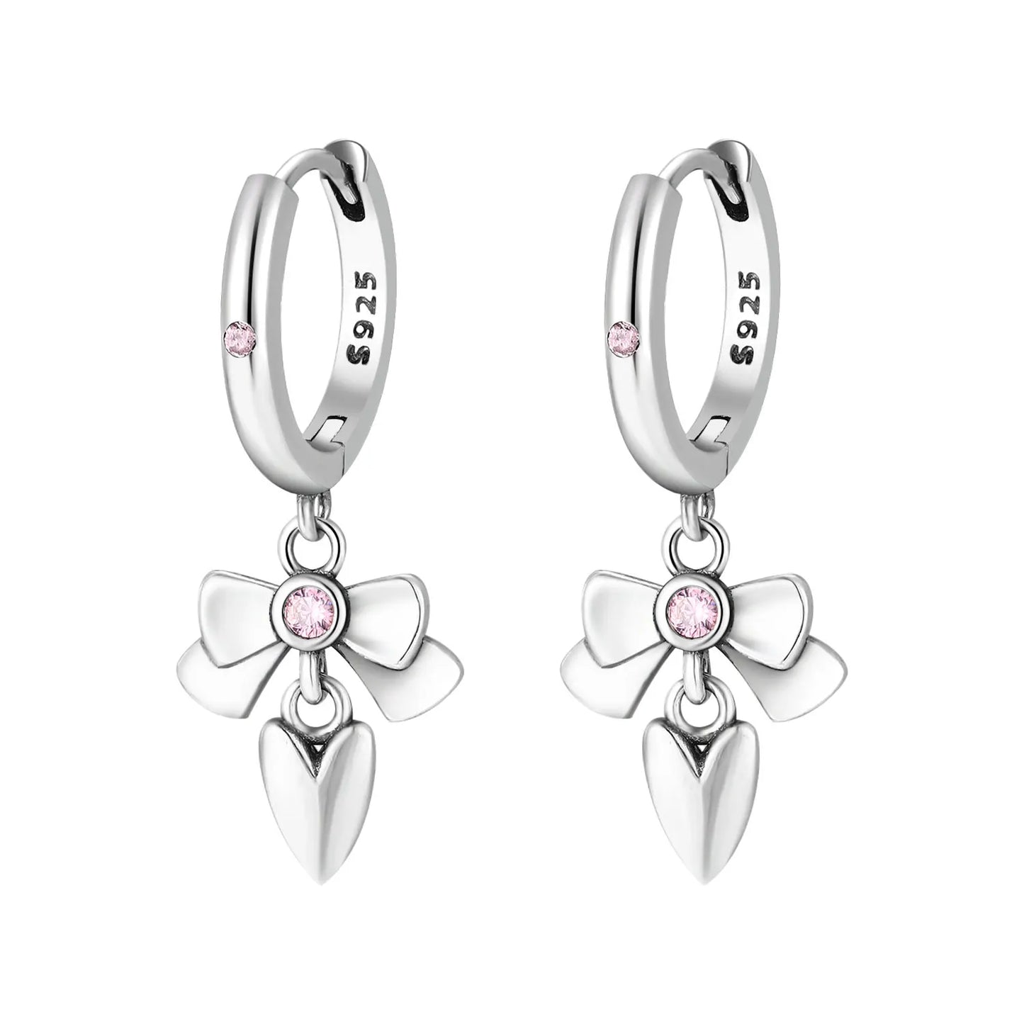 925 Sterling Silver Cherry Butterfly Shining Zircon Stud Earrings | Women's Holiday Charm Jewelry