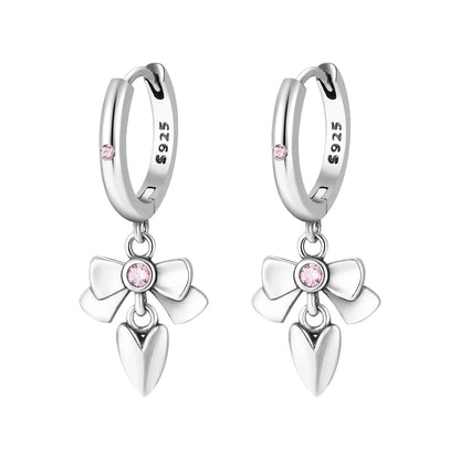 925 Sterling Silver Cherry Butterfly Shining Zircon Stud Earrings | Women's Holiday Charm Jewelry