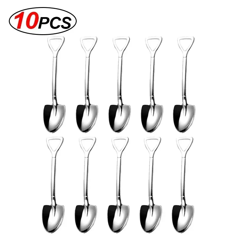 Stainless Steel Dessert Spoon Set | Shaped Spade Scoop for Ice Cream and Fruit