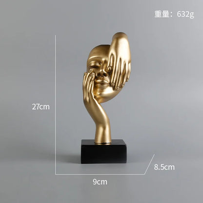 27cm bstract Face Sculpture Resin Thinker Figurines for Desktop Office Desk Living Room Table Collection Figurine Decoration