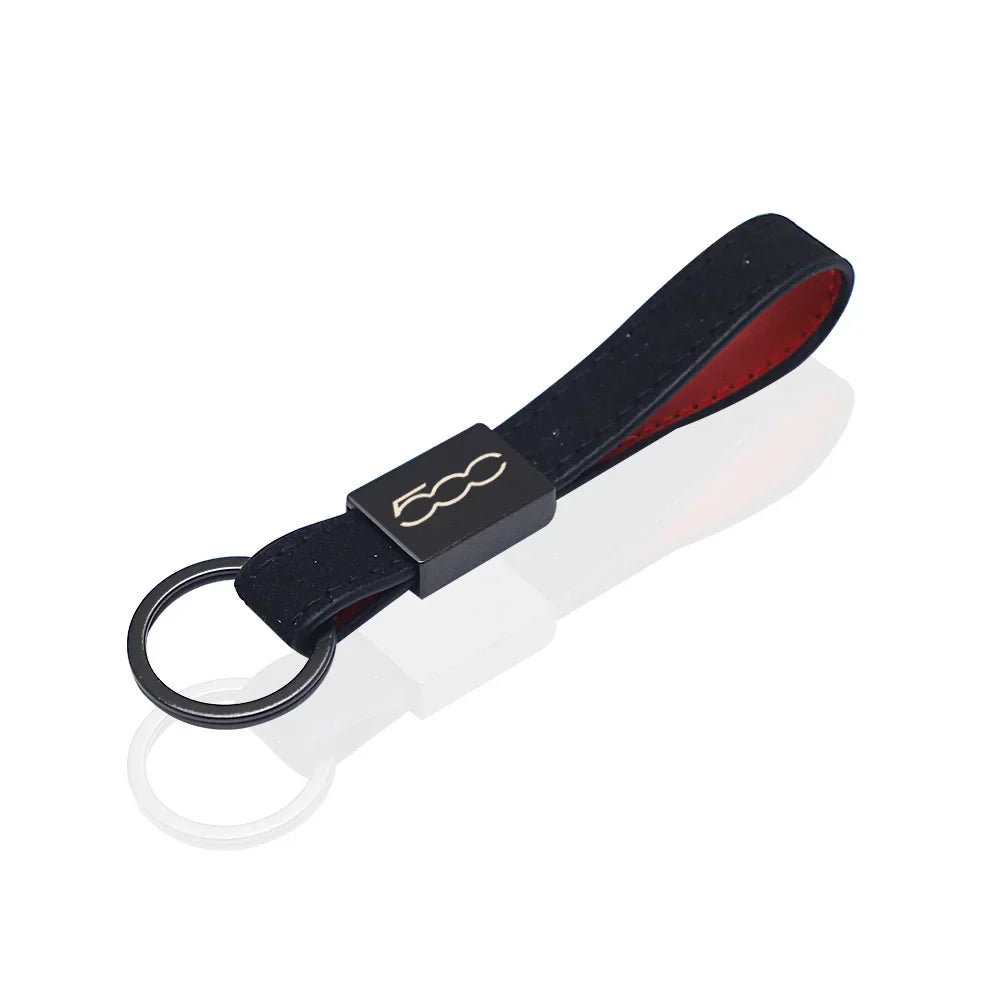 Fiat 500 Keychain Leather | Car Accessory Key Ring