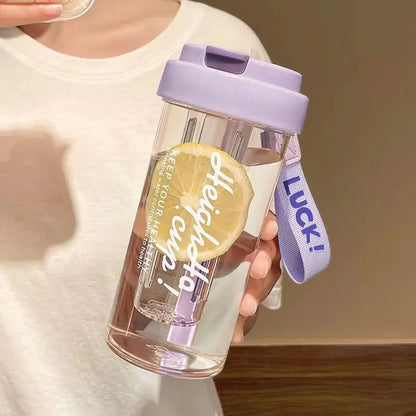 Large Capacity Plastic Water Bottle | Portable Straw Cup with Handle