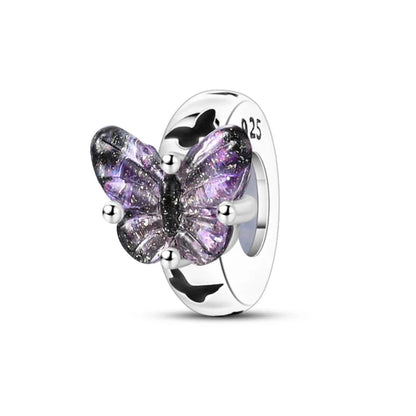 100% 925 Sterling Silver Rainbow Zircon Butterfly Dragon Silicone Stopper Charms - Colorful Beads for DIY Bracelets, Customizable Jewelry for All Occasions