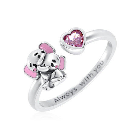 Sparkling Pink Bow Lotus Elephant Ring | Women's Wedding Banquet Jewelry Gift