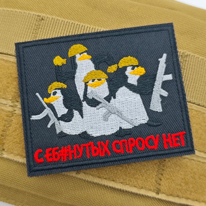 Cartoon Penguin Embroidered Velcro Patch | Cute Tactical Applique for Clothes, Bags, Hats