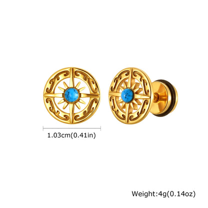 Vintage Men's Compass Stud Earrings | Stainless Steel Eight-Pointed Star Fashion Jewelry