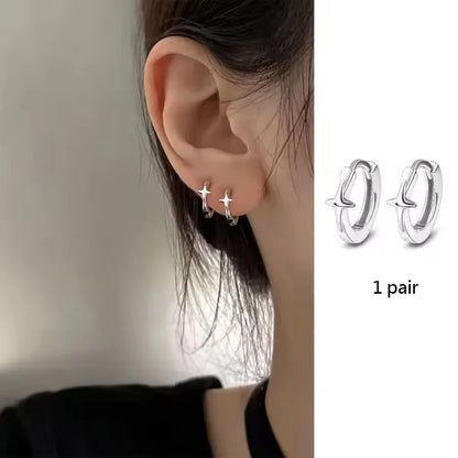 VENTFILLE Gold Star Stud Earrings | Asymmetrical 925 Silver Fashion Jewelry for Women