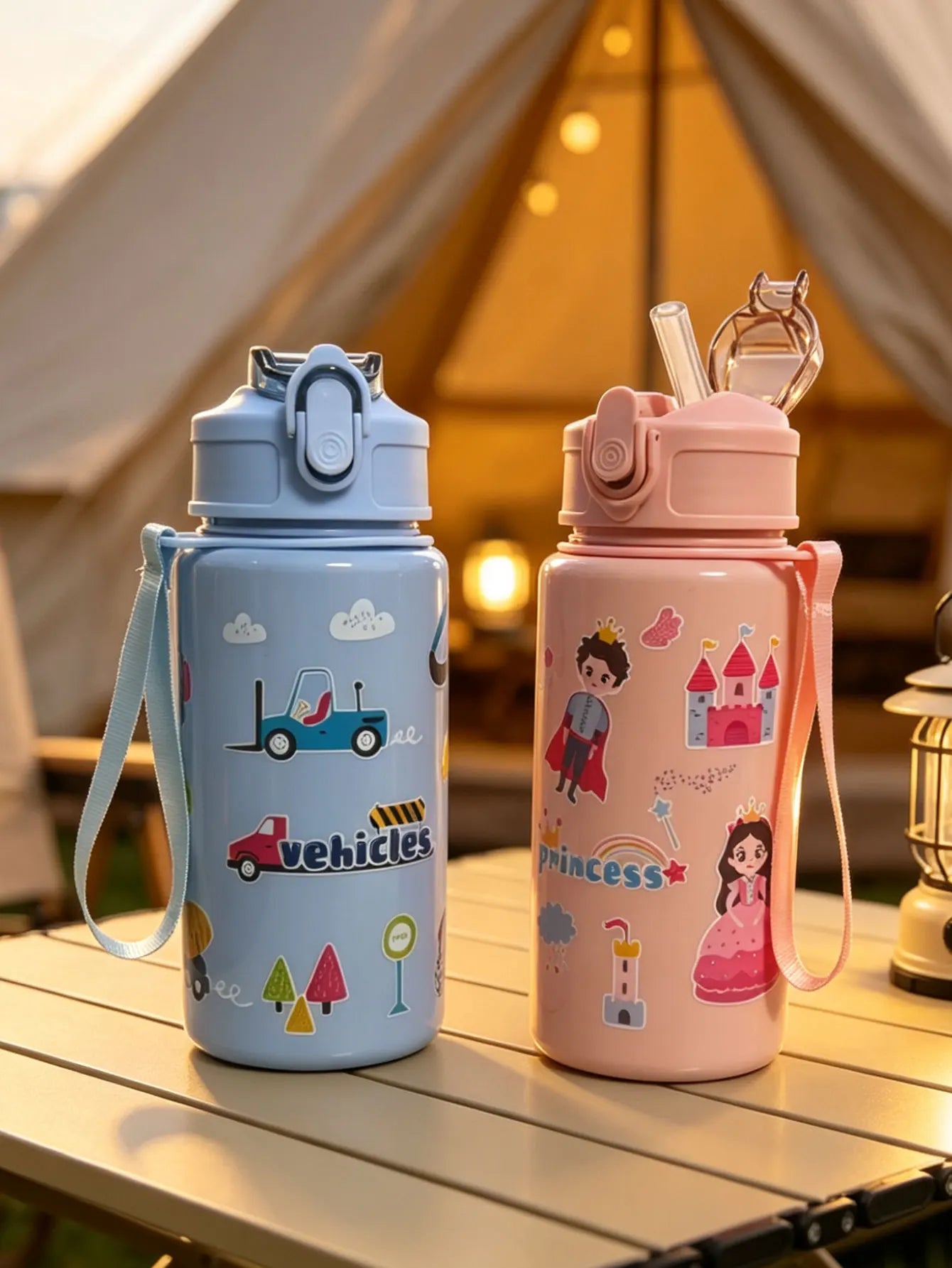 Cartoon Printed Straw Cup | BPA Free 500ml Plastic Water Bottle for Kids