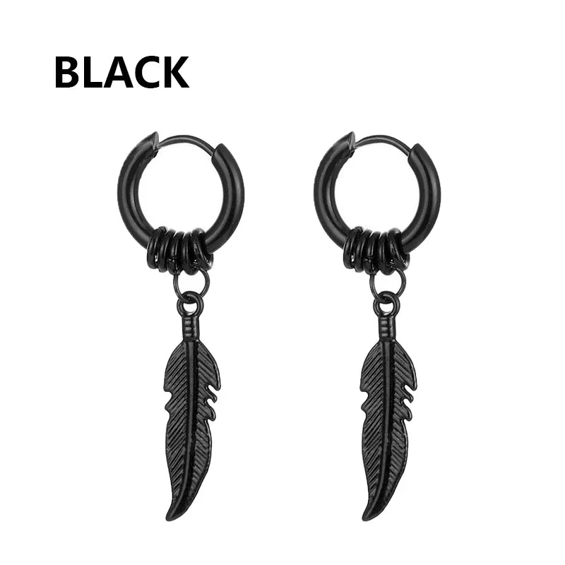 Black Punk Cross Hoop Earrings | Stainless Steel Unisex Jewelry
