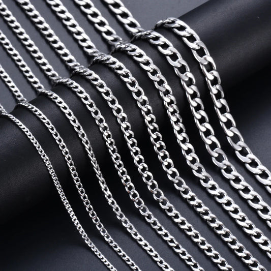 Stainless Steel Curb Cuban Link Chain Necklace | Unisex Punk Choker Jewelry