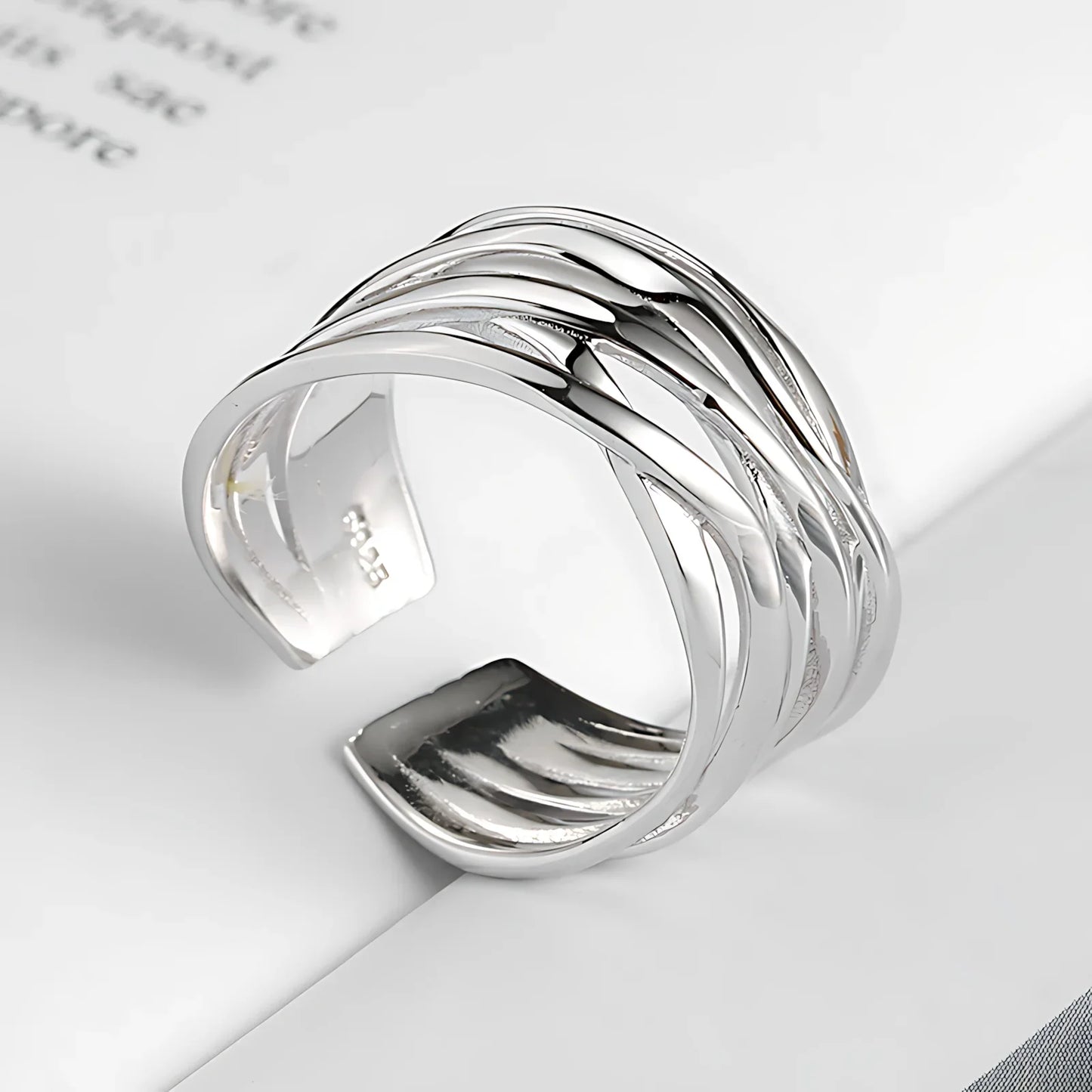 VENTFILLE 925 Sterling Silver Geometric Multilayer Round Bead Ring | Fashion Punk Temperament Jewelry