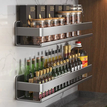 Bathroom Shelf Wall-Mounted Spice Rack Multifunctional Item Shelf Condiment Storage Shampoo Organizer Rack Kitchen Accessories